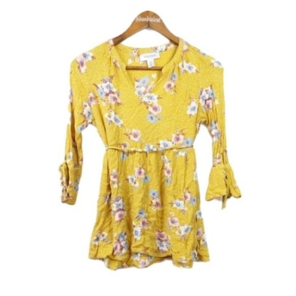 Motherhood Maternity Yellow Floral V Neck Top XS
